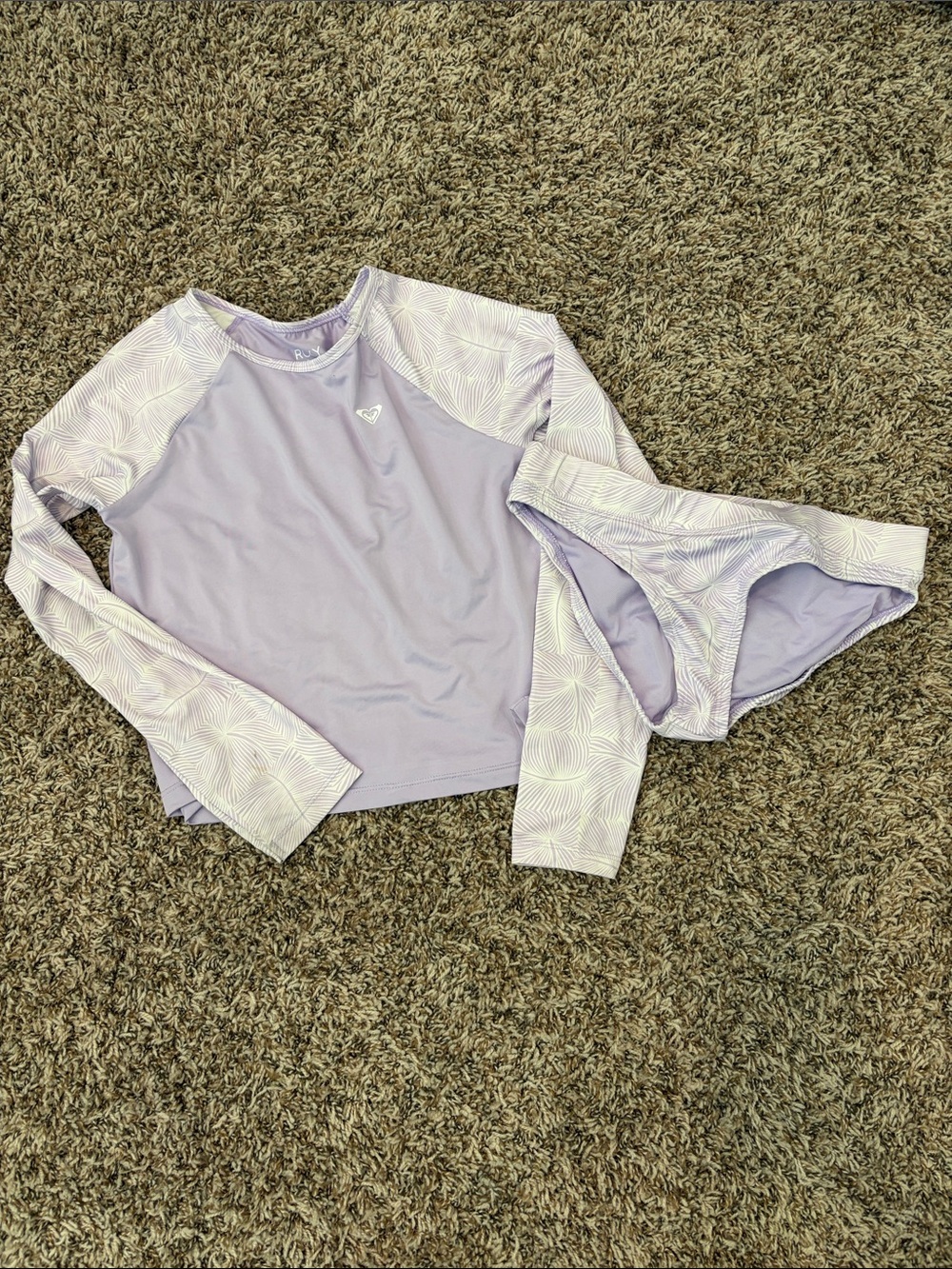 Roxy Lavender & White Long Sleeve Rashguard Bikini Set